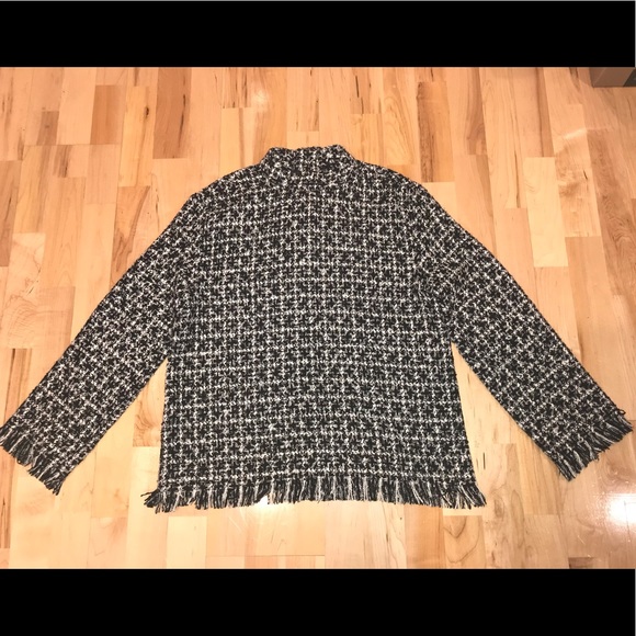 Zara black and white fringed sweater - Picture 2 of 2